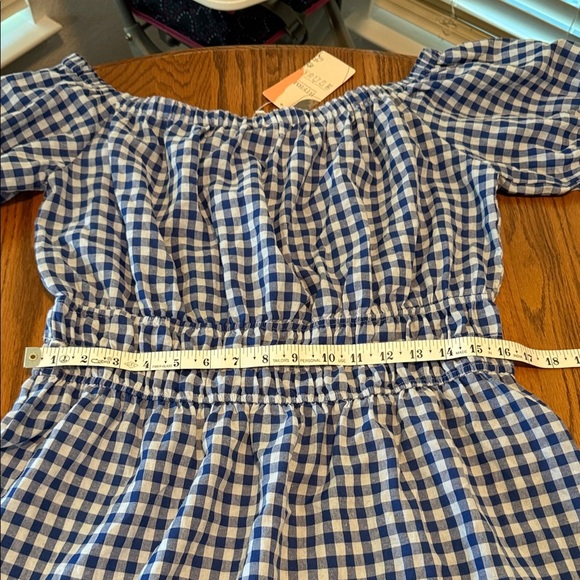 NWT BTFBM Blue Gingham Off-Shoulder  Elastic Waist Women’s Maxi Dress SZ XL - Picture 11 of 16